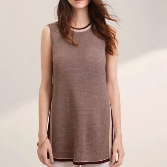 Aritzia Wilfred Palmier Sweater in Maroon/Cream Stripes Size Extra Small - Picture 1 of 8